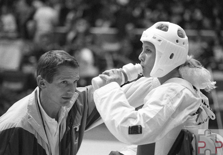 Bei der Europameisterschaft 1990 in Aarhus (Dänemark) war Josef Wagner als Coach im Einsatz, hier mit Sportlerin Yvonne Tillmann. Foto: Peter Bolz
