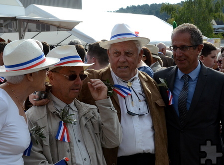Französische Gäste, rechts Maire Pierre Combes aus Nyons. Foto: Manfred  Lang/pp/Agentur ProfiPress